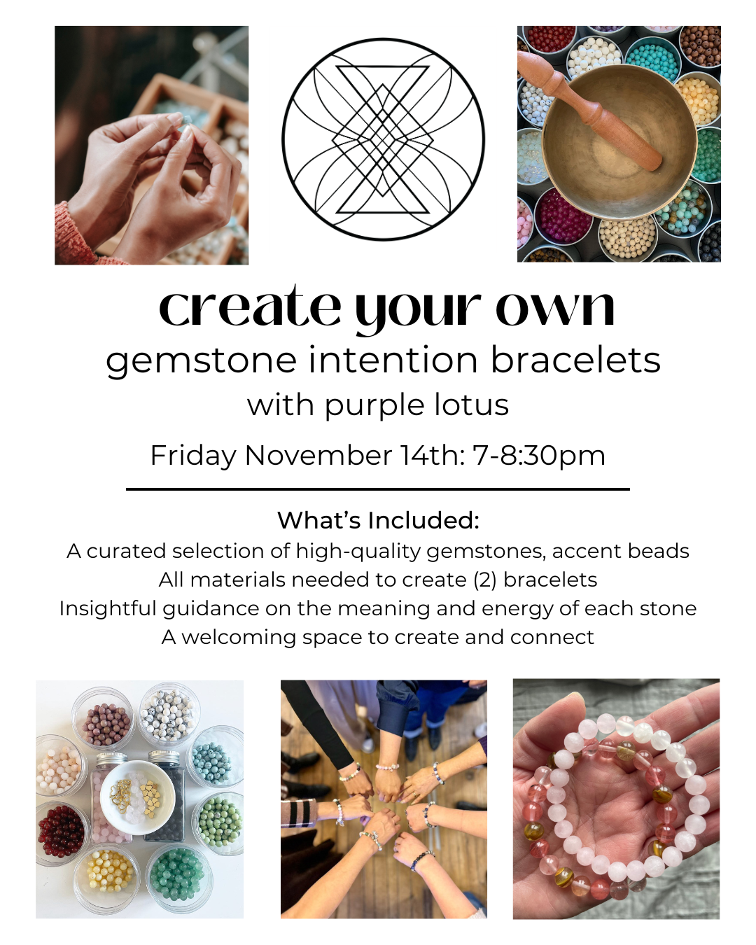 Gemstone Intention Bracelets Workshop, Rosegold Health Inc, Aurora - Friday, November 14th, 7-8:30pm