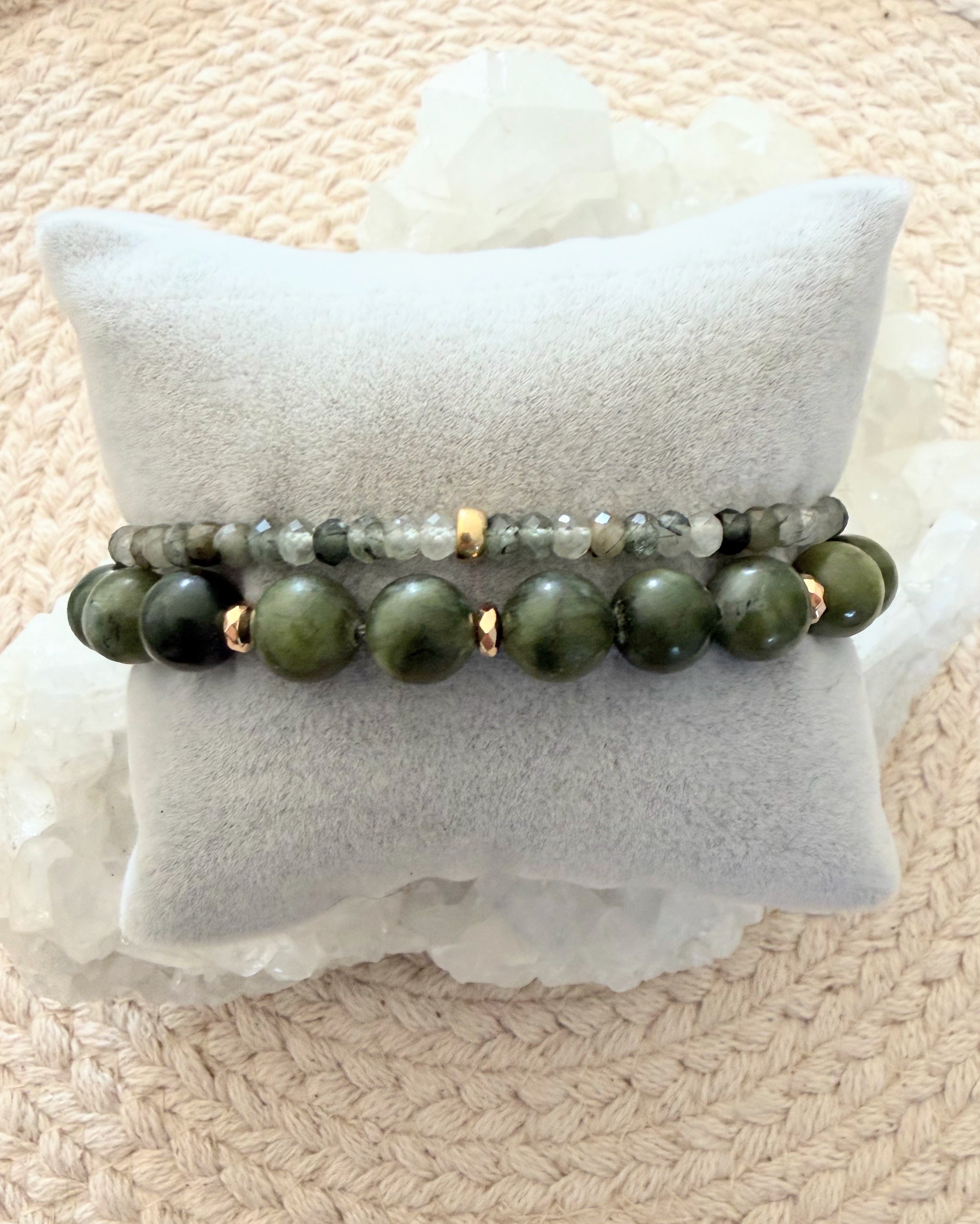 Jade + Green Rutilated Quartz (Set)