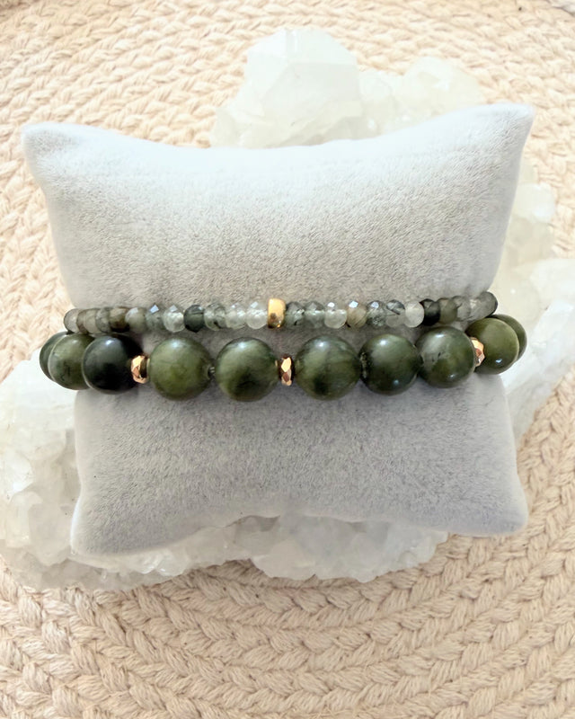 Jade + Green Rutilated Quartz (Set)