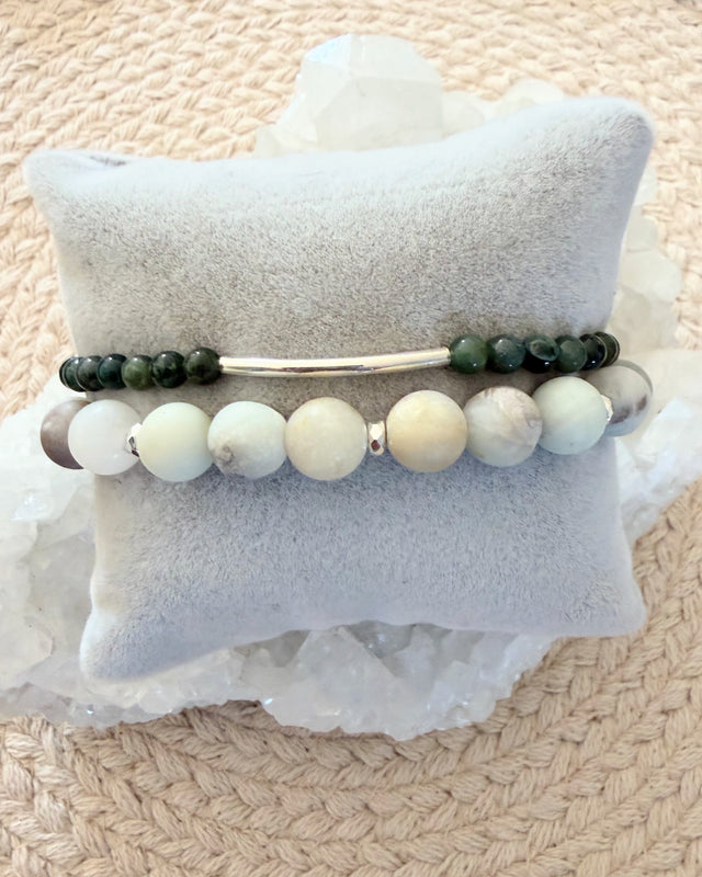 Amazonite + Moss Agate with Sterling Silver (Set)