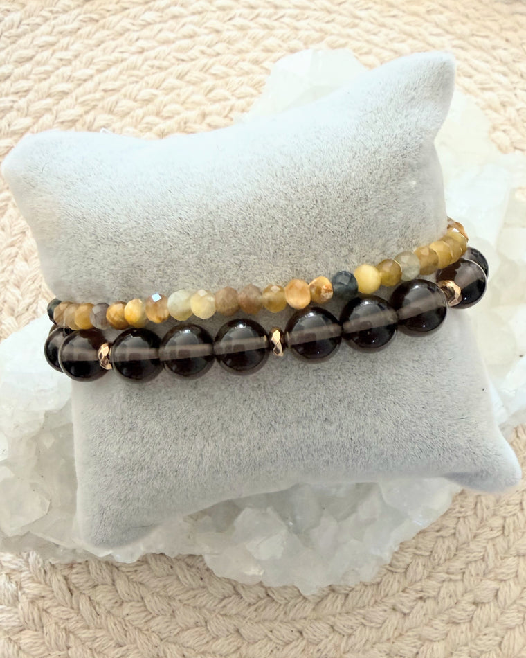 Tigers Eye + Smoky Quartz (Set)