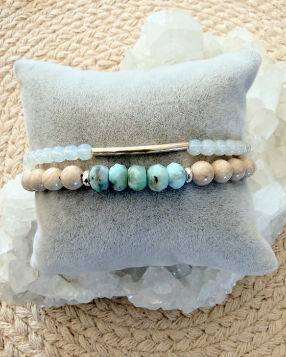Ivory Jasper & Larimar + Opalite with Sterling Silver (Set)