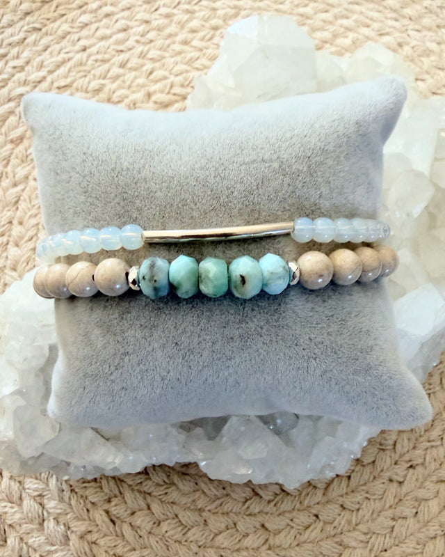 Ivory Jasper & Larimar + Opalite with Sterling Silver (Set)