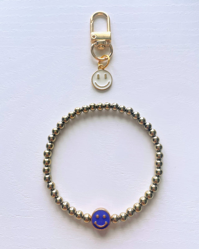 Hematite Bracelet with Smile Bead and Keycharm (B)