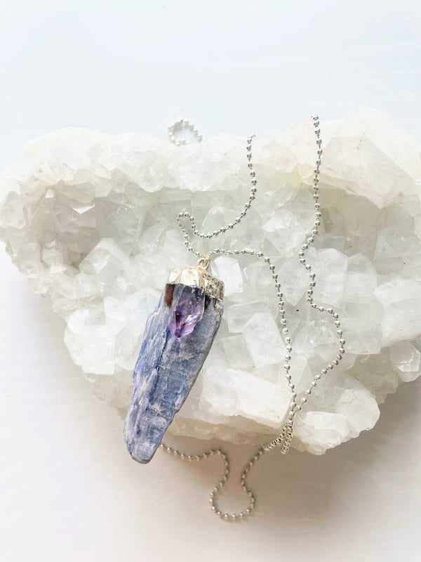 Raw Kyanite with Amethyst