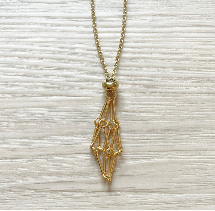 Crystal Holder Necklace (Gold)