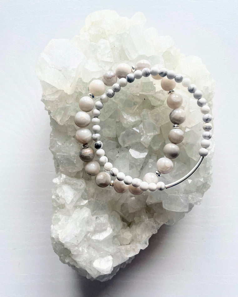 Crazy Lace Agate + Howlite + Sterling Silver (Set)