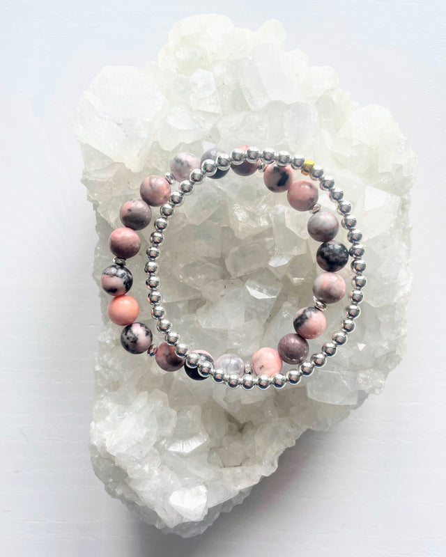 Pink Zebra Jasper + Hematite (Set)