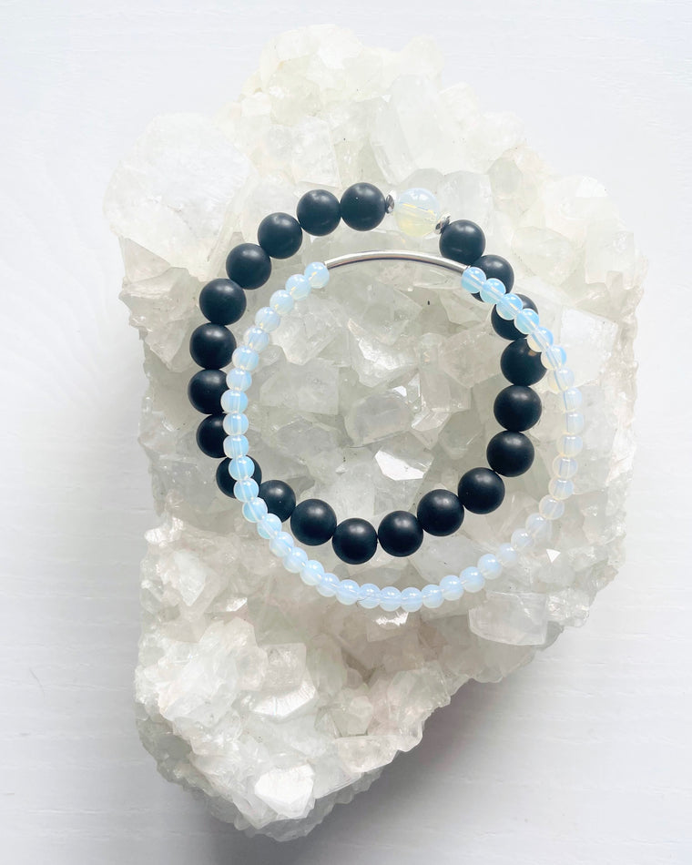 Onyx + Opalite + Sterling Silver (Set)