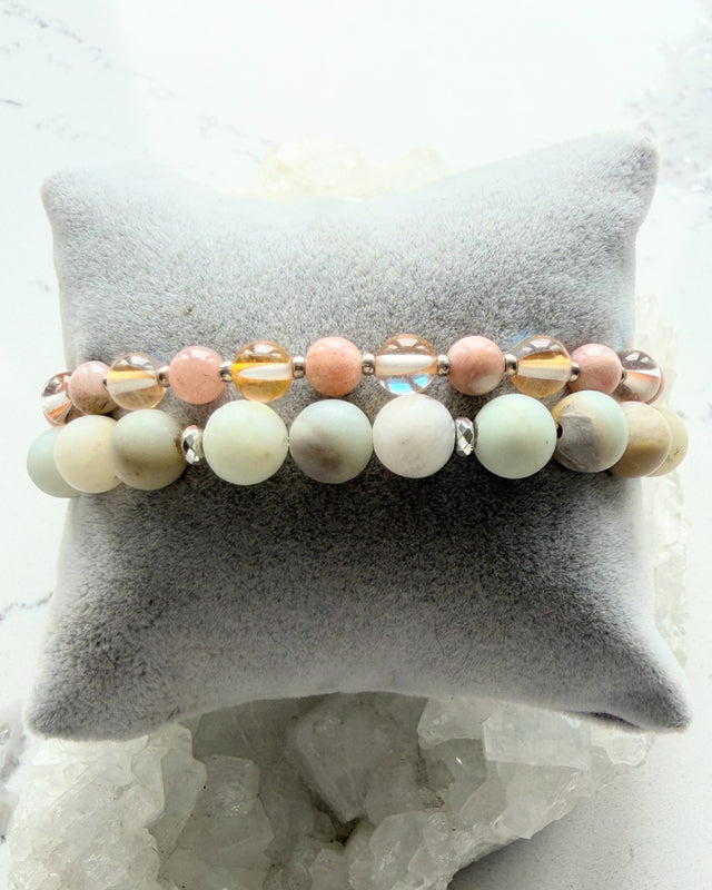 Amazonite + Sunstone, Champagne Aura Quartz (Set)