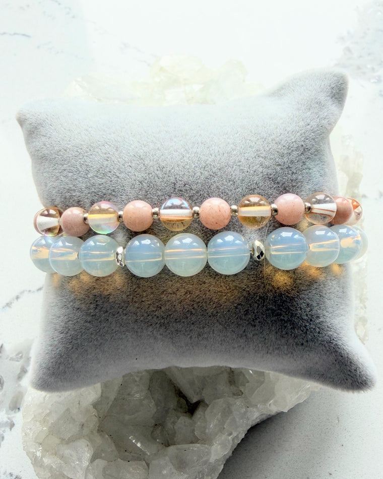 Opalite + Sunstone, Champagne Aura Quartz (Set)