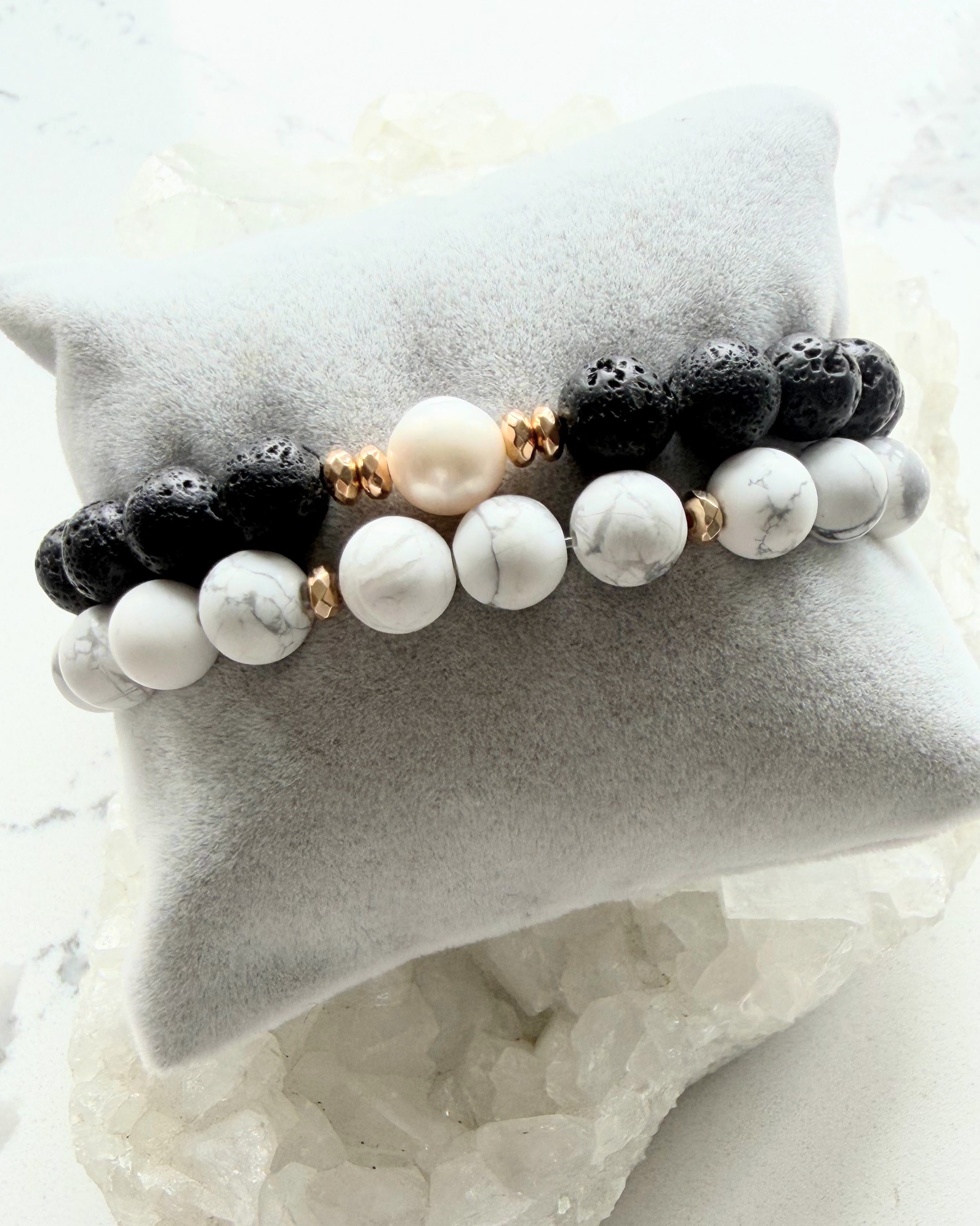 Lava Rock, Pearl + Howlite (Set)