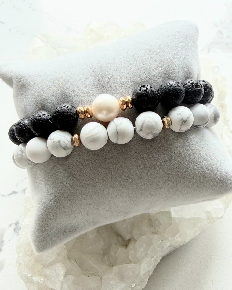 Lava Rock, Pearl + Howlite (Set)