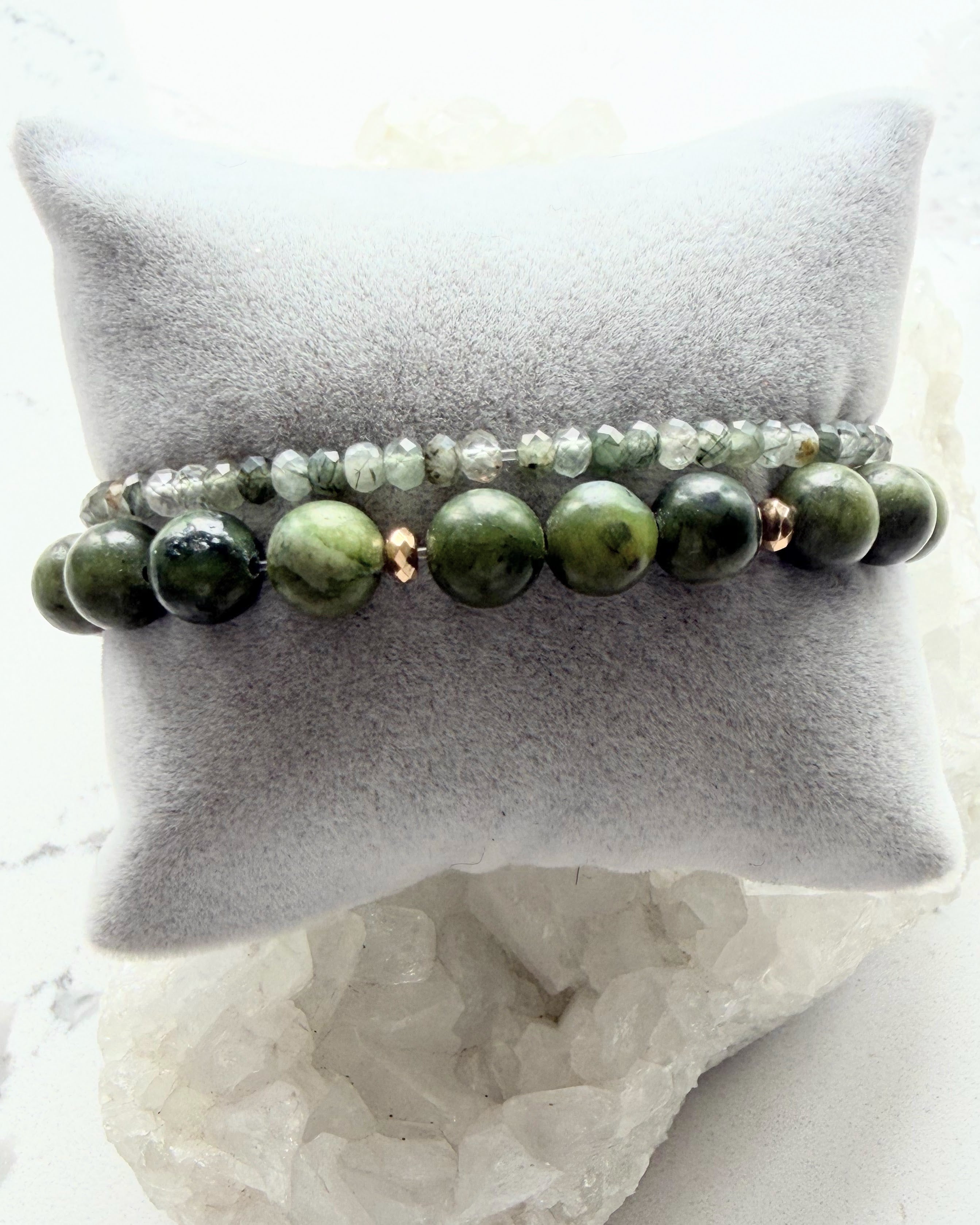 Jade + Green Rutilated Quartz (Set)