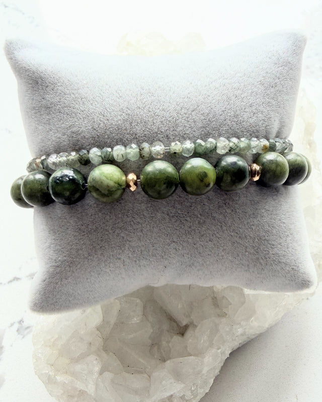 Jade + Green Rutilated Quartz (Set)