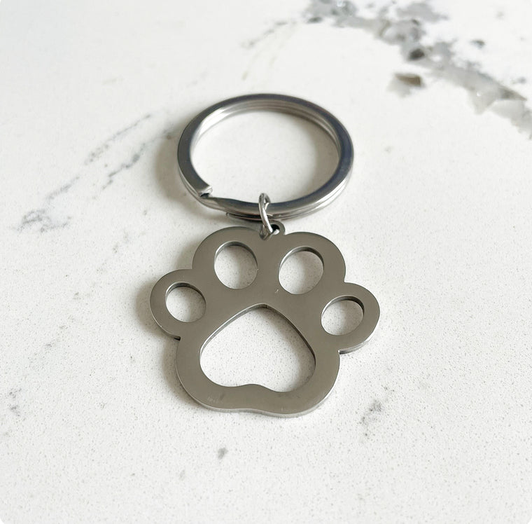 Paw Print Key Chain (stainless steel)