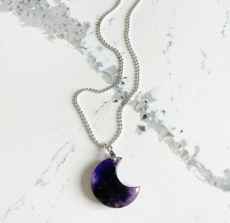 Amethyst Crescent Moon Necklace