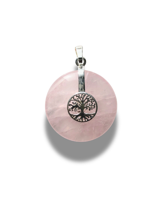 Rose Quartz Tree Of Life Pendant