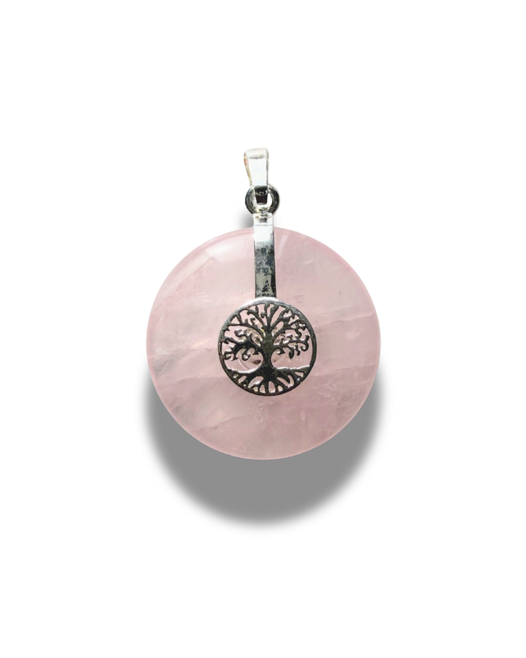 Rose Quartz Tree Of Life Pendant